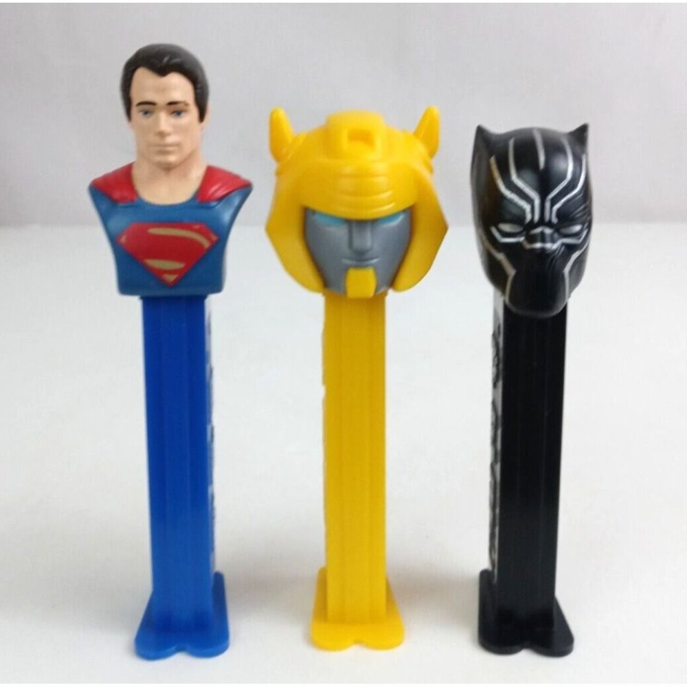 Lot of 3 Comics Superhero Pez Dispensers Black Panther Superman Bumblebee (F)